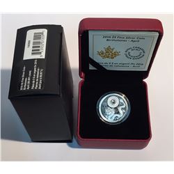 Canada 2016 $5 Birthstones April Silver Coin