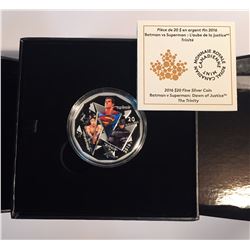 Canada 2016 $20 Batman v Superman: Dawn of Justice - The Trinity - Fine Silver Coin