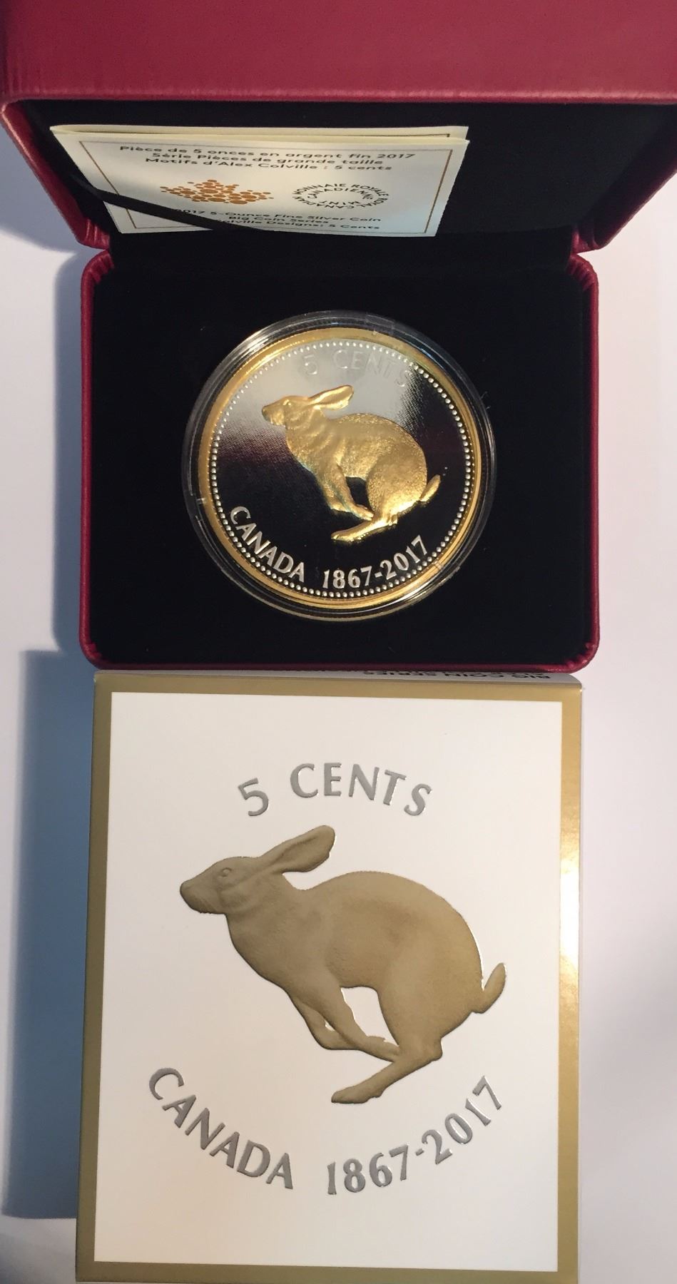 Canada 2017 1967 5 Cents Rabbit Big Coin Series 5 oz Silver Coin