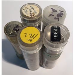 Canada 1962, 1963, 1964, 1965, 1967 5c Rolls.  UNC / BU / PL