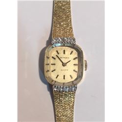 Vintage Birks 14K Yellow Gold Ladies Quartz Wrist Watch with 6 Diamonds