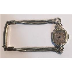 14k White Gold Ladies Bulova Wrist Watch with Diamonds