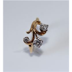 18KT Yellow and White Gold 0.95ctw Three Diamond Vintage Dinner Ring