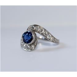 Platinum Sapphire and Diamond Vintage Ring