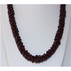 28" Long Garnet Bead Necklace
