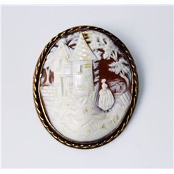 Sterling Silver Vintage Cameo Brooch - Pendant