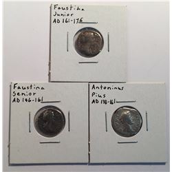 3x Ancient Roman 2nd Century Silver Denarius
