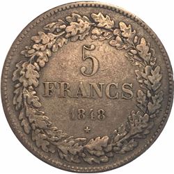 Belgium 1848 Silver 5 Francs