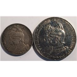 German States Prussia 2 & 5 Mark Coin Lot