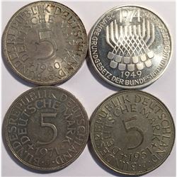 4x Germany Silver 5 Mark