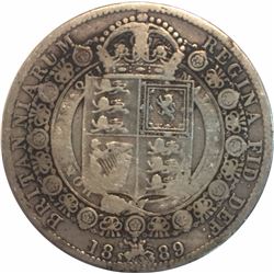 Great Britain 1889 Silver 1/2 Crown