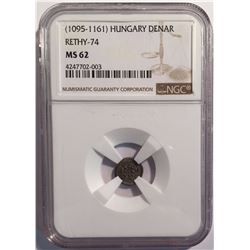 Hungary (1095-1161) Denar Rathy-74 NGC MS62
