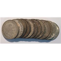 12x Netherlands 2 1/2 Gulden Silver Coins