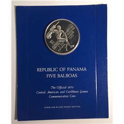 Panama 1970 Silver 5 Balboas Commemorative Coin