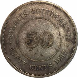 Strait Settlements 1887 Silver 50 Cents