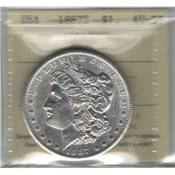 United States 1887S Morgan Dollar ICCS AU55