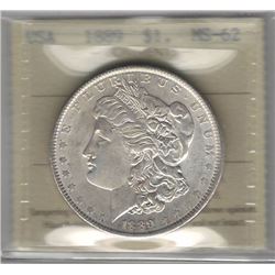 United States 1889 Morgan Dollar ICCS MS62