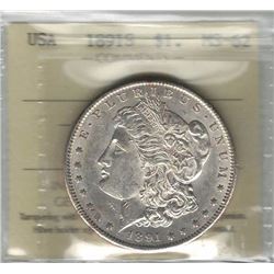 United States 1891S Morgan Dollar ICCS MS62