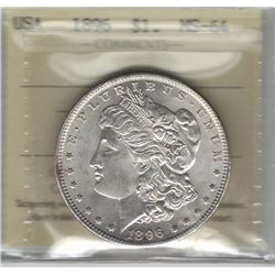 United States 1896 Morgan Dollar ICCS MS64