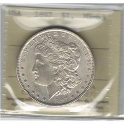 United States 1897 Morgan Dollar ICCS MS63