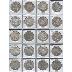 20x United States Silver Dollars 1880 to 1923