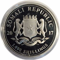 Somali Republic 2017 1000 Shillings 10 oz Silver Elephant