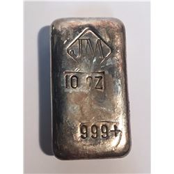10 oz Johnson Matthey Poured Silver Bar
