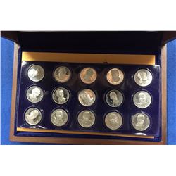 Canadian Prime Minister Silver Round Set in Wooden Display