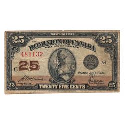 Dominion of Canada 1870, 1900, & 1923 25 Cent Banknotes