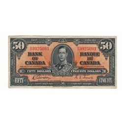 Canada 1937 $50 Gordon Towers B/H