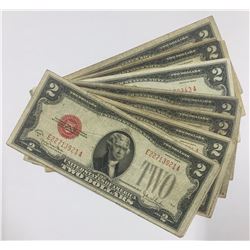 10x United States 1928 $2 Banknotes