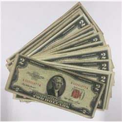 20x United States 1953 $2 Banknotes
