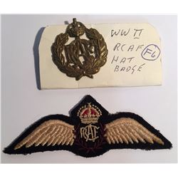 WWII Royal Canadian Air Force Hat Badge and Patch