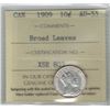 Image 1 : Canada 1909 Silver 10 Cents ICCS AU55 Broad Leaves