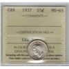Image 1 : Canada 1937 Silver 10 Cents ICCS MS65