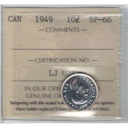 Canada 1949 Silver 10 Cents ICCS SP66