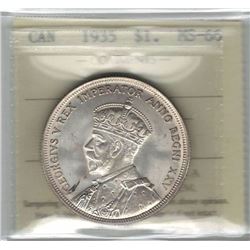 Canada 1935 Silver Dollar ICCS MS66