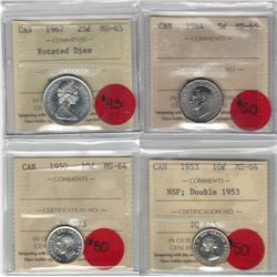 Canada Lot of 4 ICCS Graded Coins
