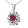 2.10 CTW Pink Sapphire & Diamond Pendant 14K White Gold - REF-45R6K - 14265