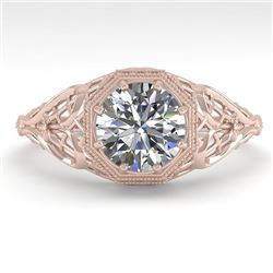 1.01 CTW VS/SI Diamond Solitaire Engagement Ring 18K Rose Gold - REF-301X9T - 36032