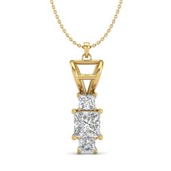 1.54 CTW Princess VS/SI Diamond Solitaire Art Deco Necklace 18K Yellow Gold - REF-400X2T - 37204