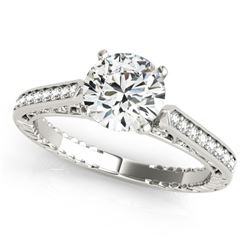 0.50 CTW Certified VS/SI Diamond Solitaire Antique Ring 18K White Gold - REF-80T8X - 27366