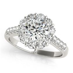 2 CTW Certified VS/SI Diamond Solitaire Halo Ring 18K White Gold - REF-410Y2N - 26287