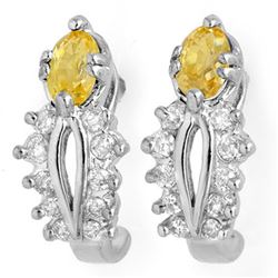 1.05 CTW Yellow Sapphire & Diamond Earrings 10K White Gold - REF-30N5Y - 10470