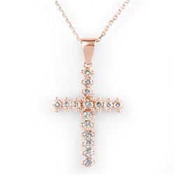 0.75 CTW Certified VS/SI Diamond Necklace 14K Rose Gold - REF-50N8Y - 10568