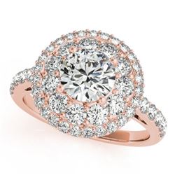 2.09 CTW Certified VS/SI Diamond Solitaire Halo Ring 18K Rose Gold - REF-444R2K - 26495