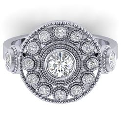 0.85 CTW Certified VS/SI Diamond Art Deco 3 Stone Ring 14K White Gold - REF-102Y5N - 30471