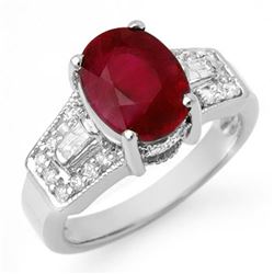 5.55 CTW Ruby & Diamond Ring 14K White Gold - REF-78W2H - 11702