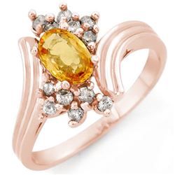 1.0 CTW Yellow Sapphire & Diamond Ring 14K Rose Gold - REF-35Y6N - 10232