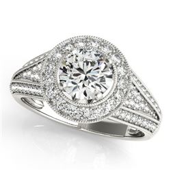 1.45 CTW Certified VS/SI Diamond Solitaire Halo Ring 18K White Gold - REF-241Y8N - 26715